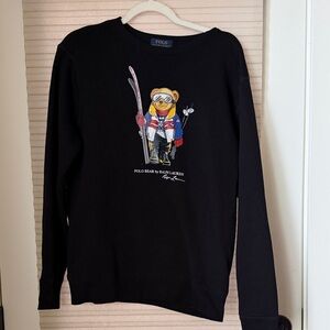 Polo by Ralph Lauren Black Sweater with Skiing Bear